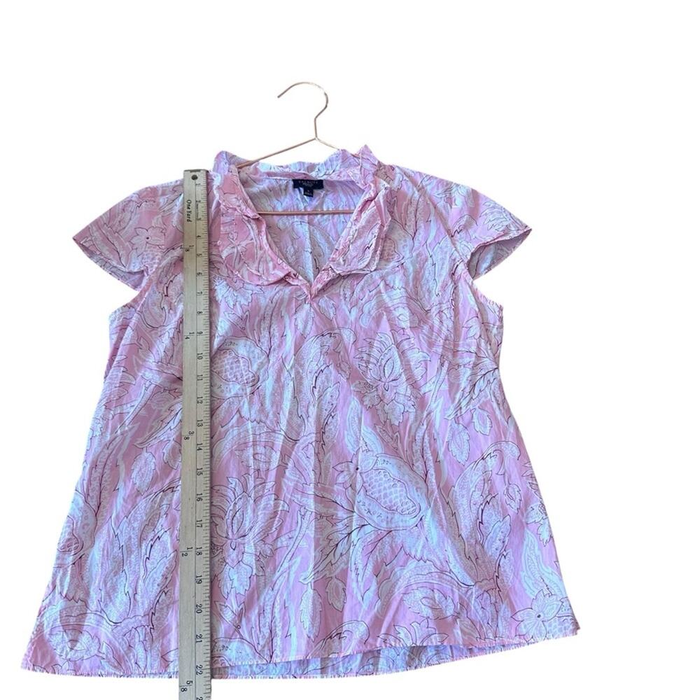 Talbots petite small pink floral sleeveless ruffle neck - Picture 5 of 7
